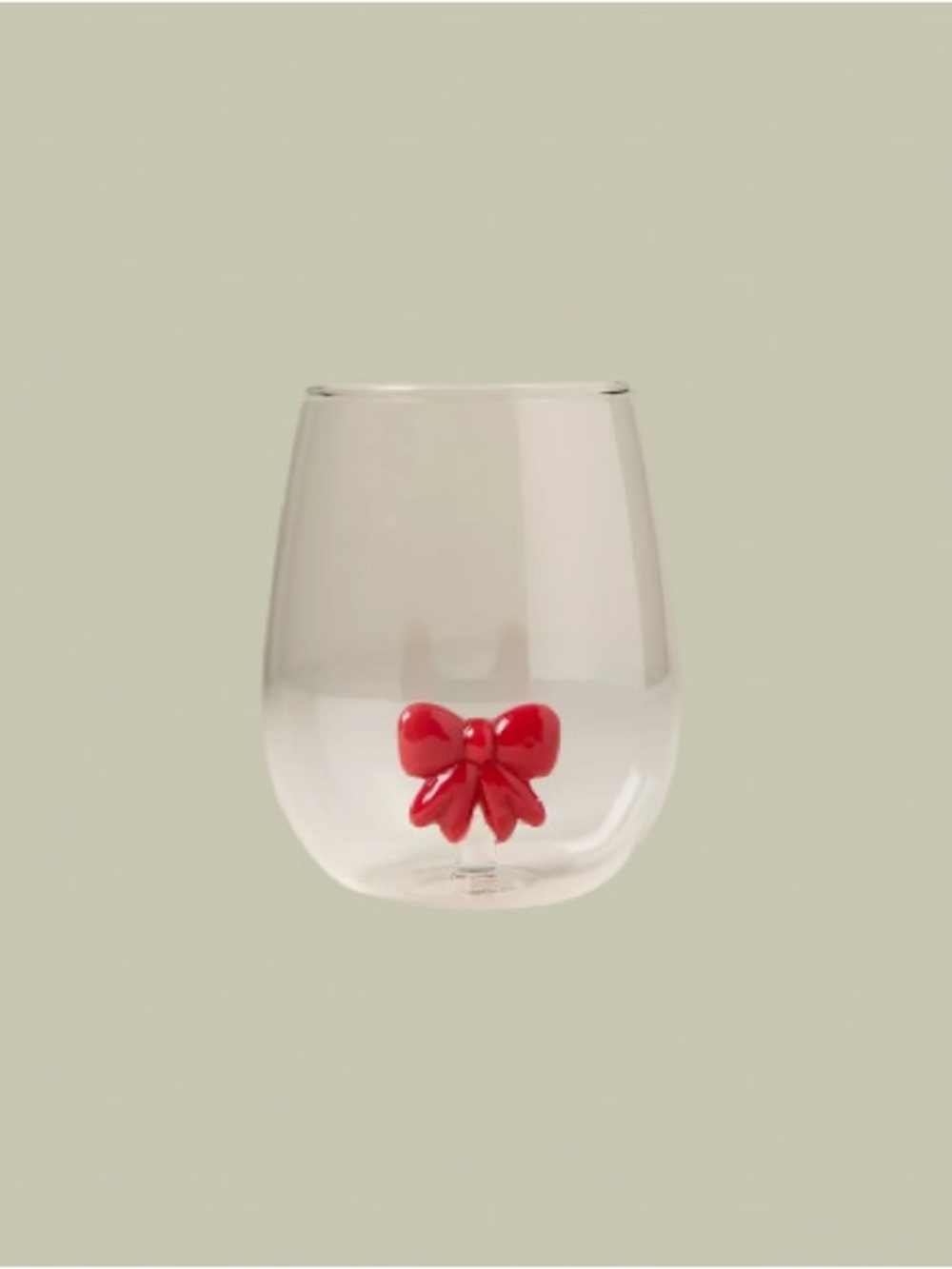 3 pcs Anthropologie Jolly Icon Stemless Wine Glasses bow
